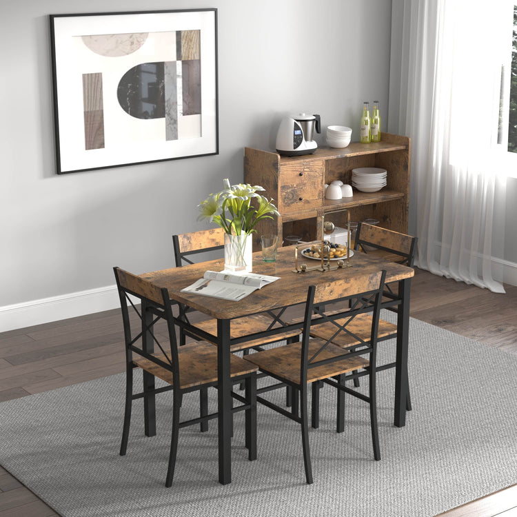 MLNshops Rustic Dining Set for 4 with Sturdy Chairs
