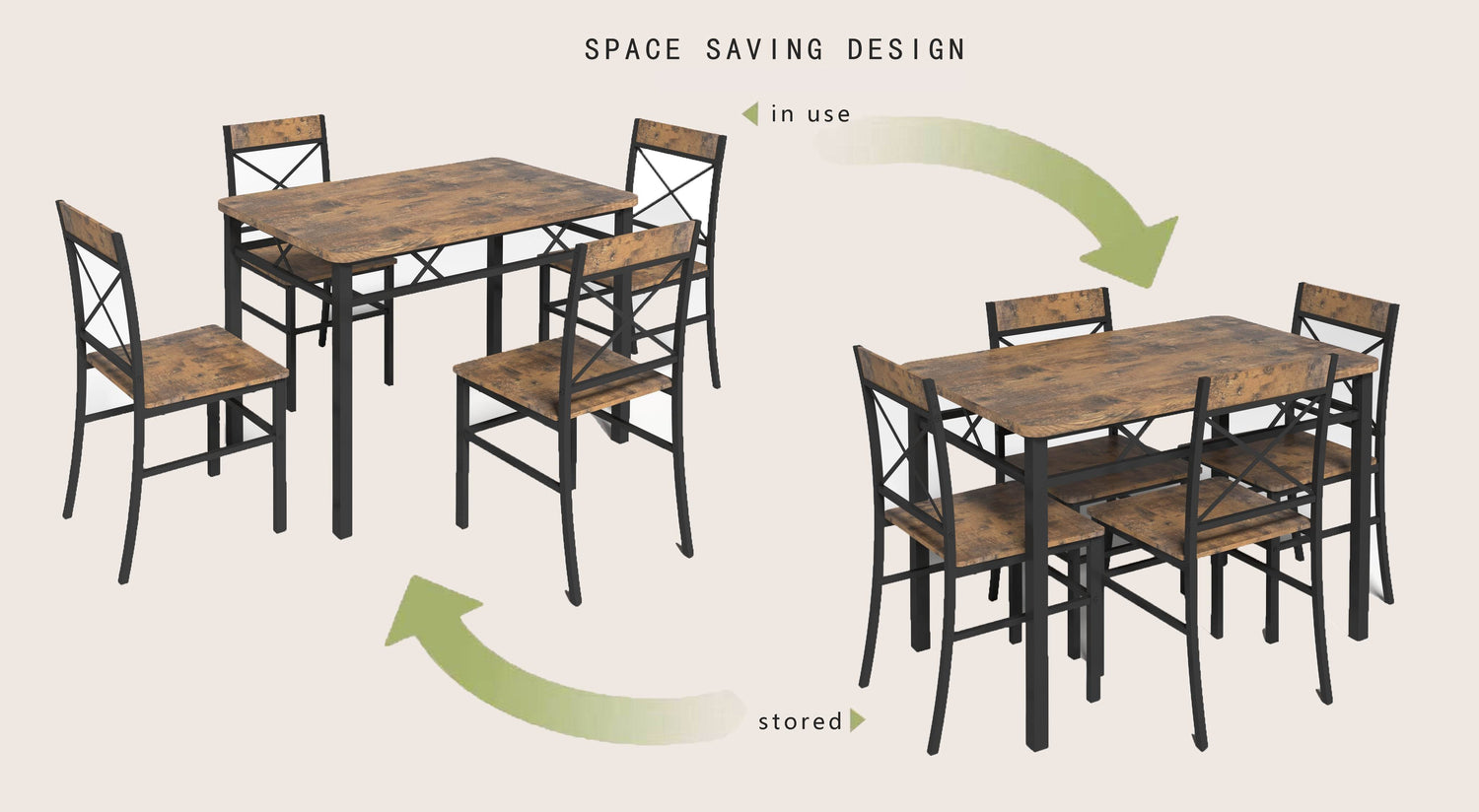 MLNshops Rustic Dining Set for 4 with Sturdy Chairs