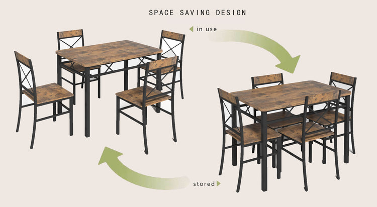 MLNshops Rustic Dining Set for 4 with Sturdy Chairs