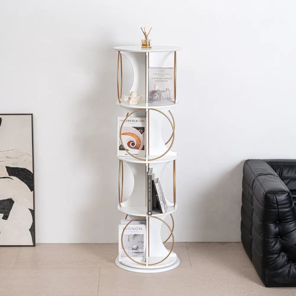 Display Shelf,4 Tier Floor Standing Organizer,Modern Style,360°Rotation,Stable and Solid,Holds Books and Displays MLNshops]