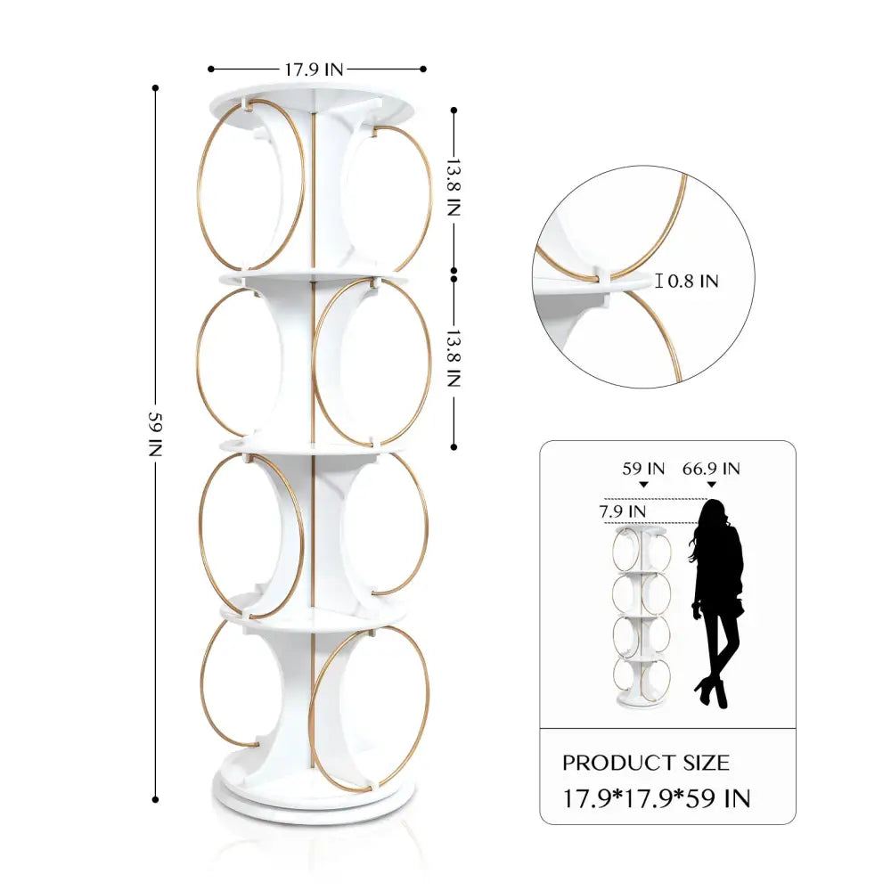 Display Shelf,4 Tier Floor Standing Organizer,Modern Style,360°Rotation,Stable and Solid,Holds Books and Displays MLNshops]