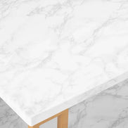 mlnshops Double-Layer Marble Sofa Table with Gold Frame