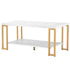 mlnshops Double-Layer Marble Sofa Table with Gold Frame Default Title