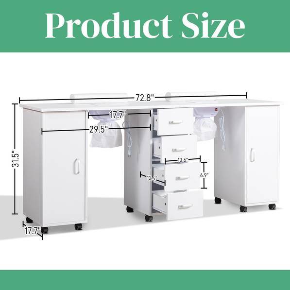 MLNshops Double Manicure Table for Professional Use