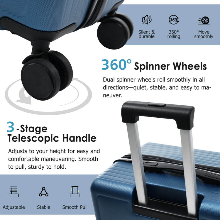 MLNshops Durable ABS Suitcase with TSA Lock Luggage Set