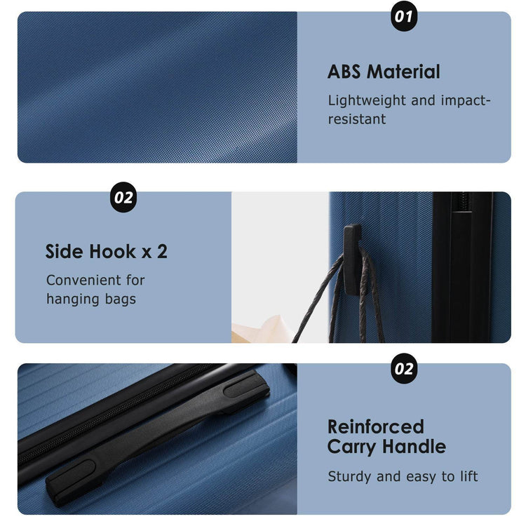 MLNshops Durable ABS Suitcase with TSA Lock Luggage Set