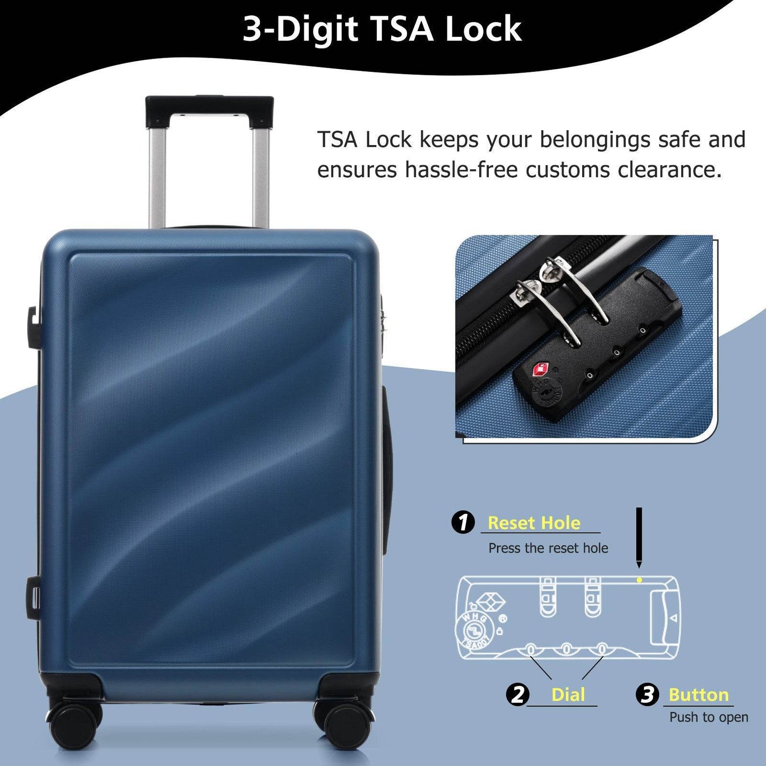 MLNshops Durable ABS Suitcase with TSA Lock Luggage Set