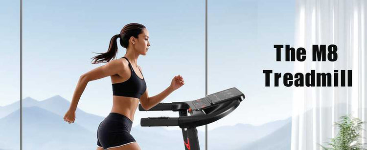 Woman Running on Foldable Treadmill with Digital Display