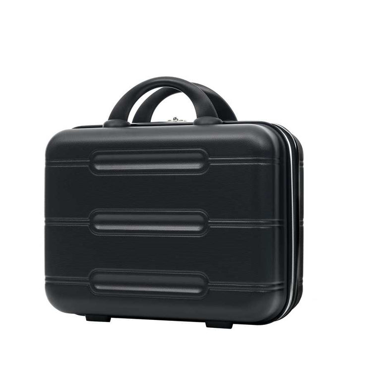 Black briefcase with handle on a white background