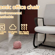 Ergonomic office chair with features highlighted on a neutral background