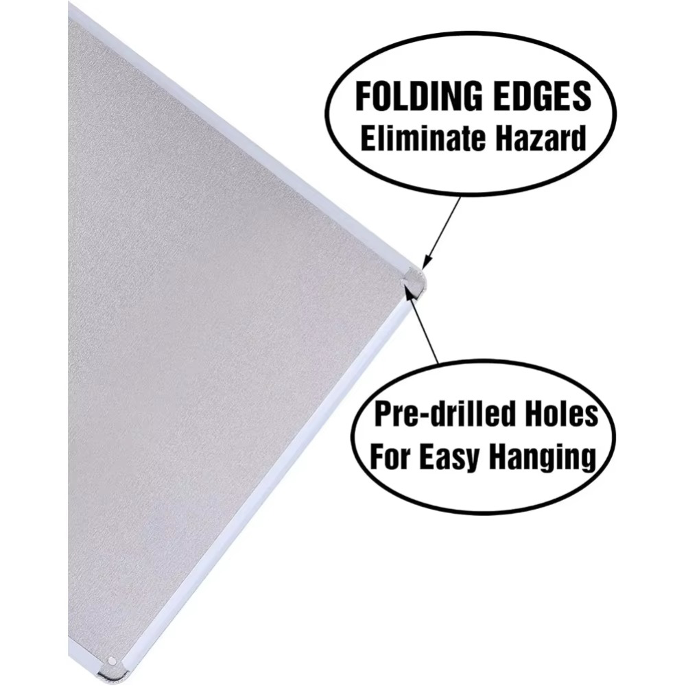 Close-up of CIFbuy Retro Aluminum Wall Art showing folded edges and pre-drilled holes. Safe and easy to hang novelty wall sign.