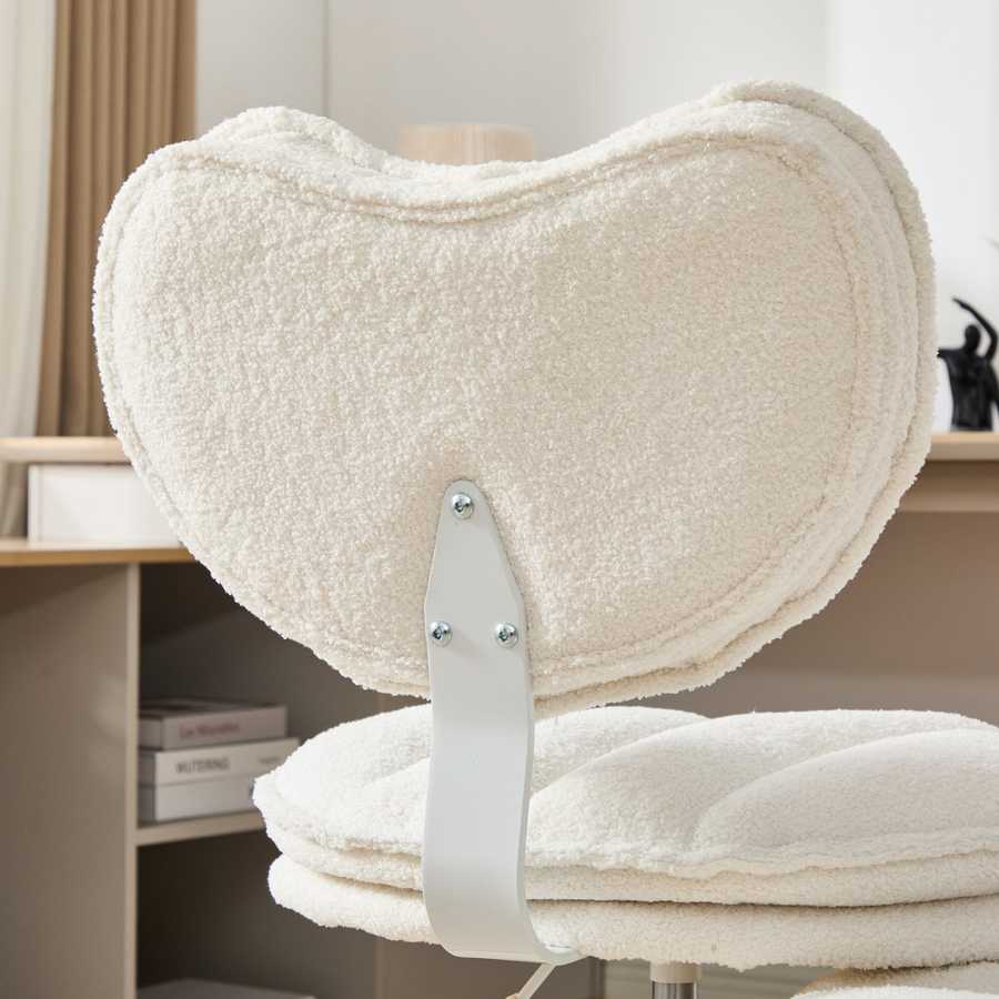 Detail of the lumbar support on the Flexible Meditation Chair, showing the curved backrest and soft padding for ergonomic comfort.
