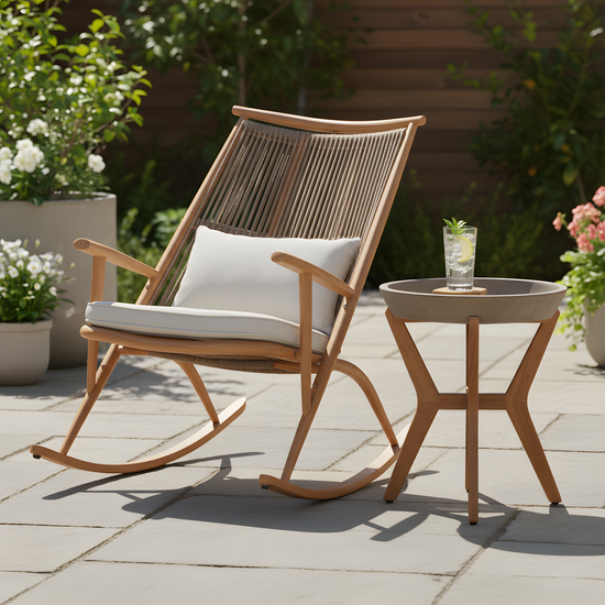 Outdoor Rocking Chair and Table Set for Relaxation
