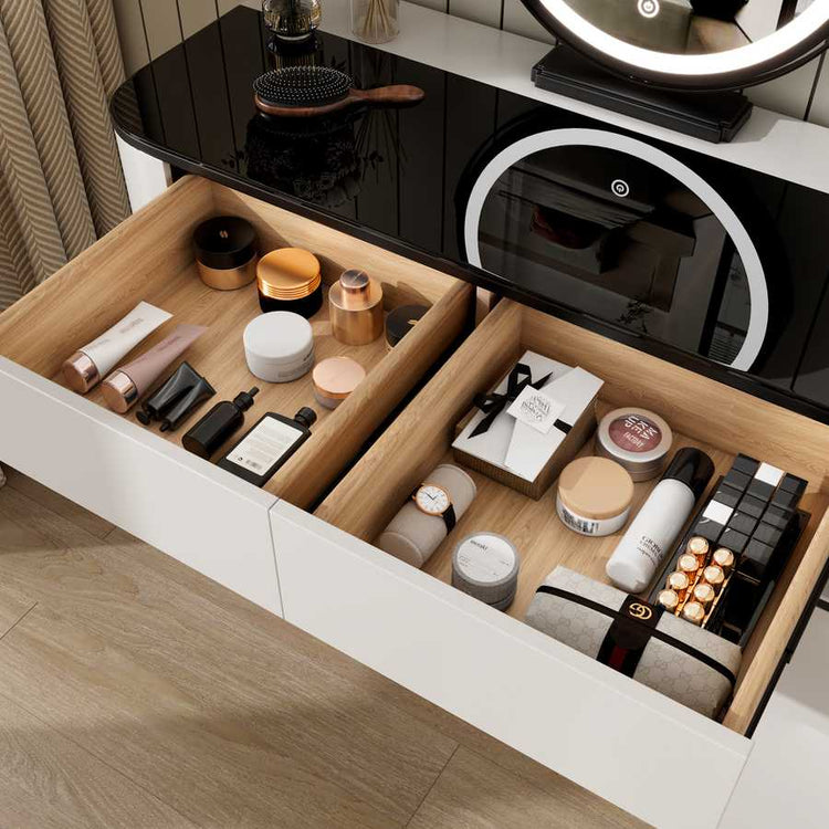 Modern Vanity Table with Storage | Adjustable Height, Multi-functional