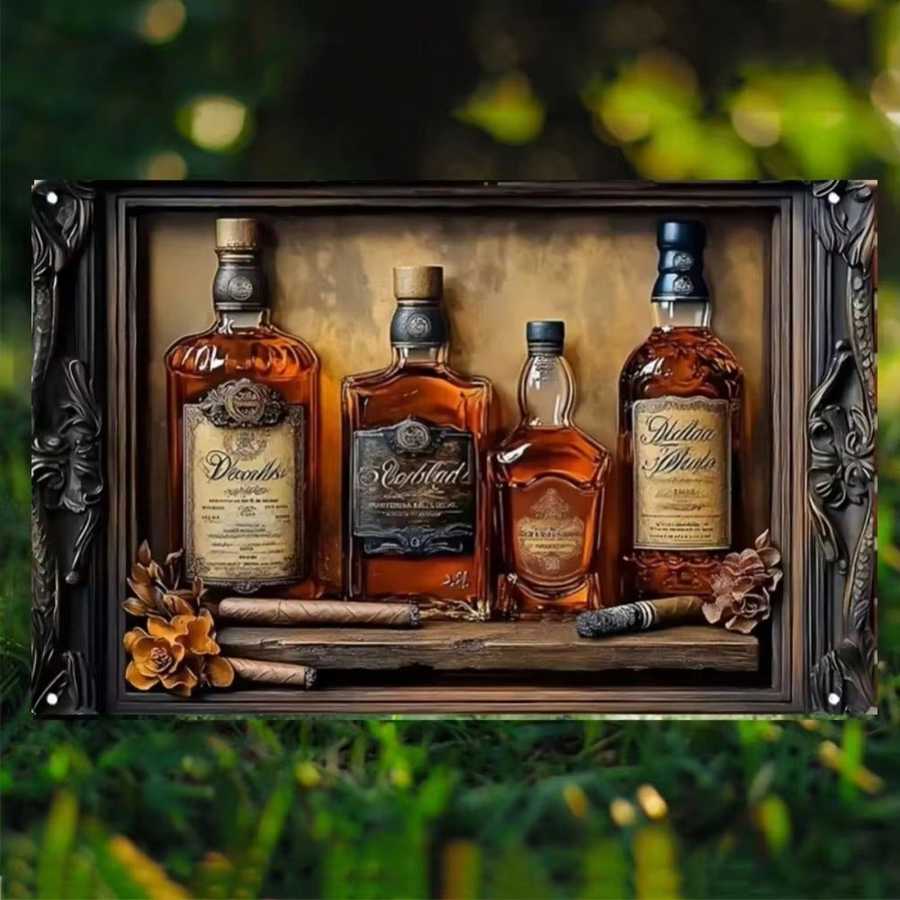 Metal Whiskey Cigar Wall Art for home bar decor