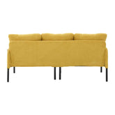 Yellow sofa with black legs on a white background