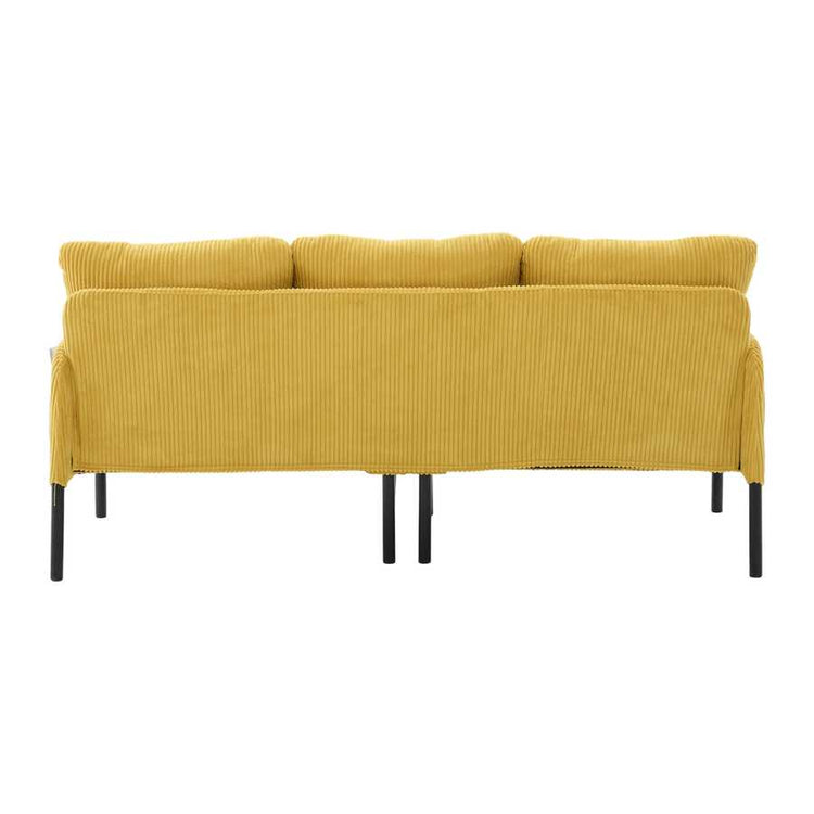 Yellow sofa with black legs on a white background