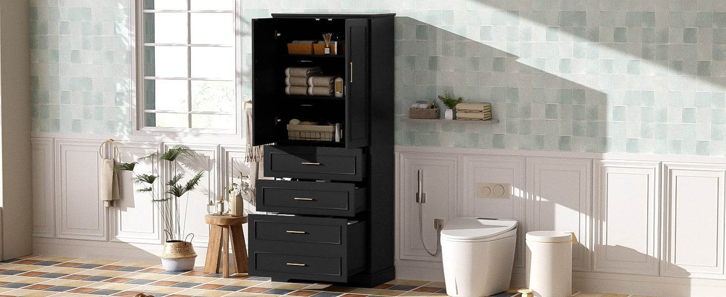MLNshops 72 inch bathroom cabinet MDF steel Black 4-Drawer