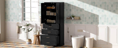 MLNshops 72 inch bathroom cabinet MDF steel Black 4-Drawer