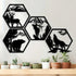 Iron Hexagon Wall Art Set - iron hexagon | 4-piece, rustic design featuring bear, deer, wolf, and elk silhouettes in black metal, ideal for nature-themed decor.