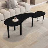 Modern 360 Rotatable Coffee Table fully extended with sleek black finish, designed for adaptable storage and stylish home decor.