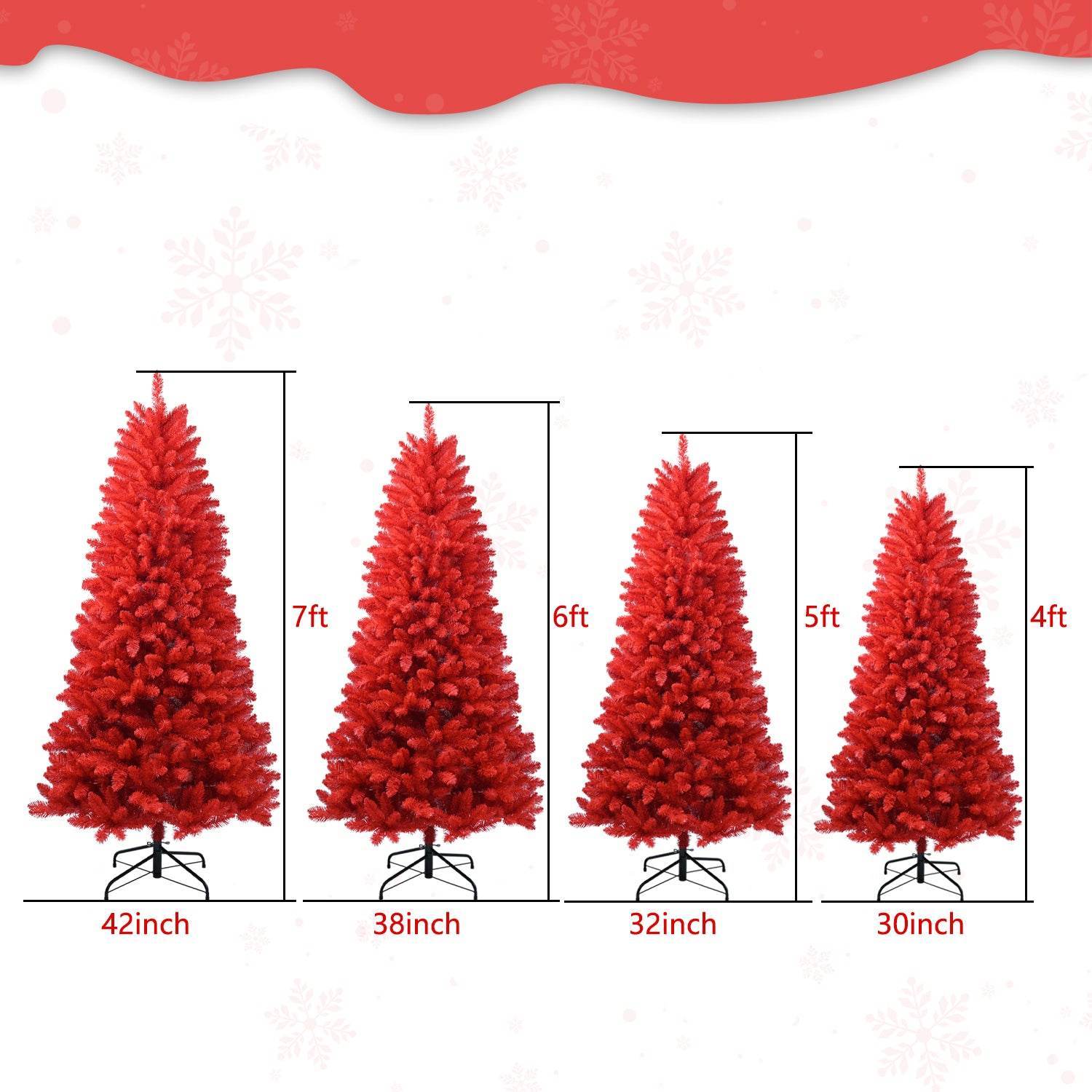 6ft Red Christmas Tree: Vibrant Holiday Decor with 804 Tips