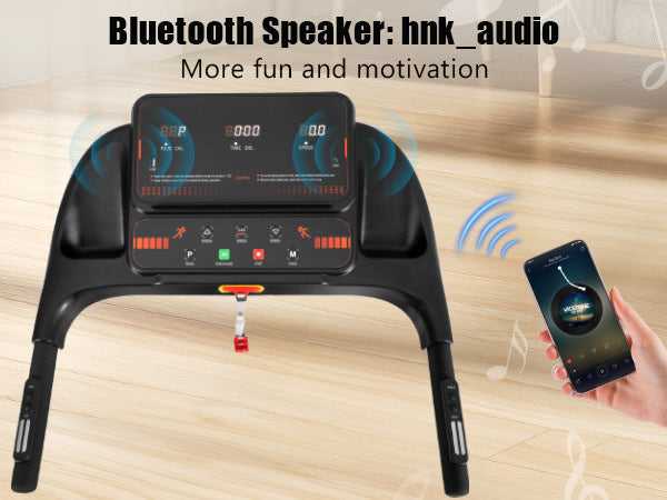 Bluetooth speaker on treadmill for music and motivation