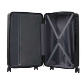 Black suitcase with open lid on a white background