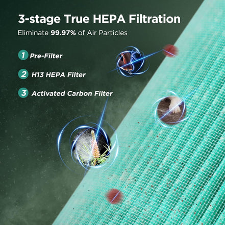 Air Purifiers for Home Bedroom H13 True HEPA Air Filter, Quiet Air Cleaner,Portable Small Air Purifier for Office, Living Room