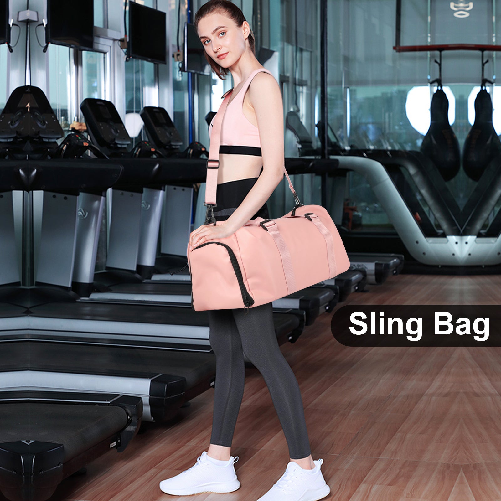 Gym Bag for Women and Men, Waterproof Duffel Bag Shoes Compartment, Lightweight Carry