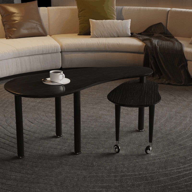 360 Rotatable Coffee Table with flexible tabletop in dark wood finish, featuring a modern accent design and hidden storage for stylish living rooms.