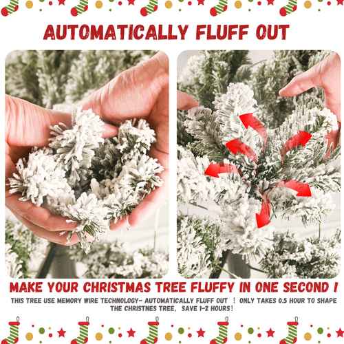 4 ft flocked Christmas tree branches that fluff out automatically