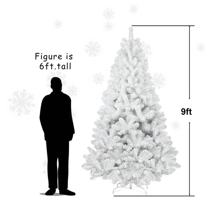 4ft White Christmas Tree with Memory Wire, 328 Tips Hinged Artificial PVC Tree, Easy Assembly Holiday Xmas Tree for Indoor Decor (Ornaments Not Included)