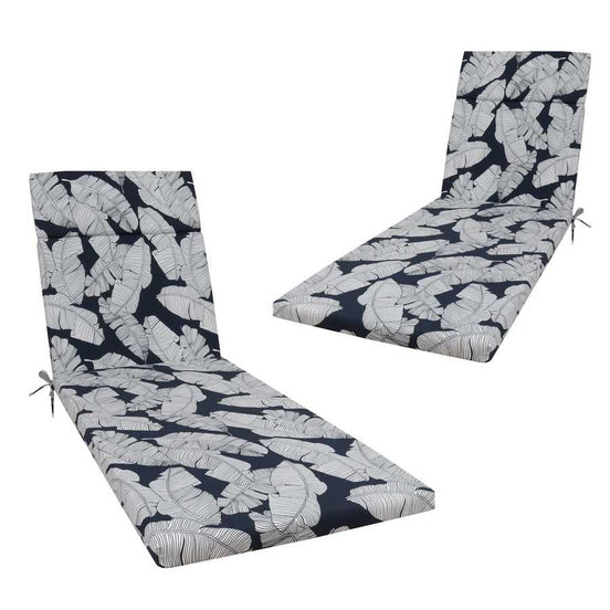 Two chair cushions with a leaf pattern on a white background