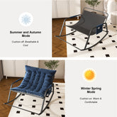 Chair with cushions in different modes for comfort in various seasons.