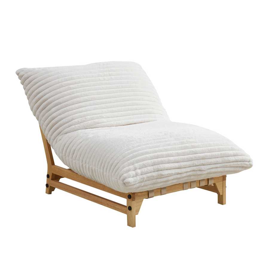 Accent Armless Lazy Sofa, Casual Single Sofa, Corduroy Fabric, For Living Room And Bedroom , With Backrest, Single Seat, OFF-WHITE Default