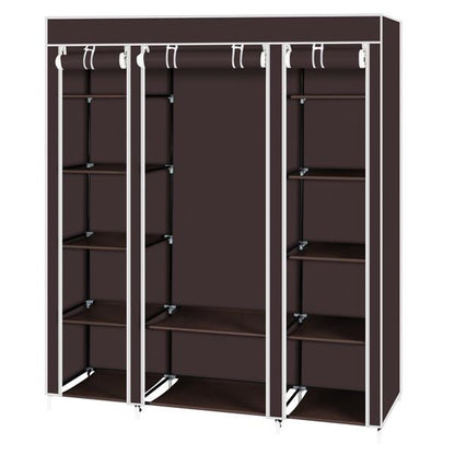 69" Portable Clothes Closet Wardrobe Storage Organizer with Non-Woven Fabric  Quick and Easy to Assemble  Extra Strong and Durable Dark Brown MLNshops]