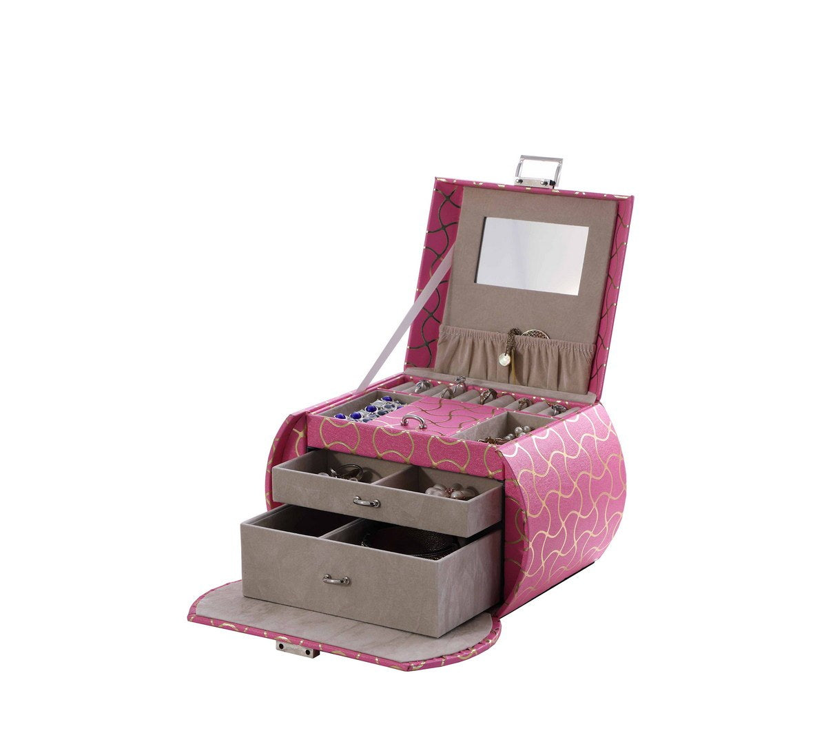 8.8' Long Travel Jewelry Organizer Case, Hot Pink