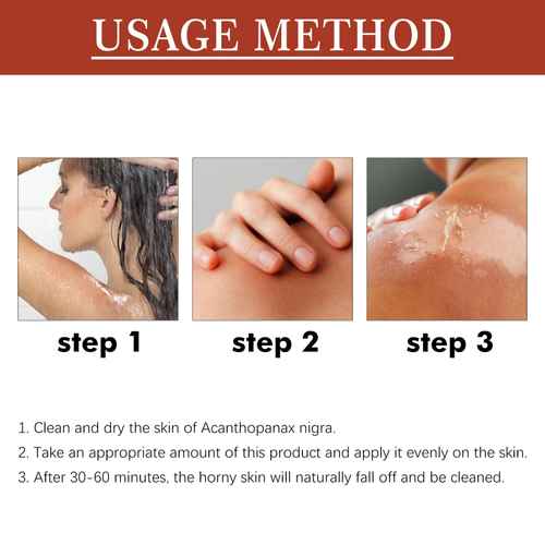 Instructions for using a skincare product on skin with three steps shown.