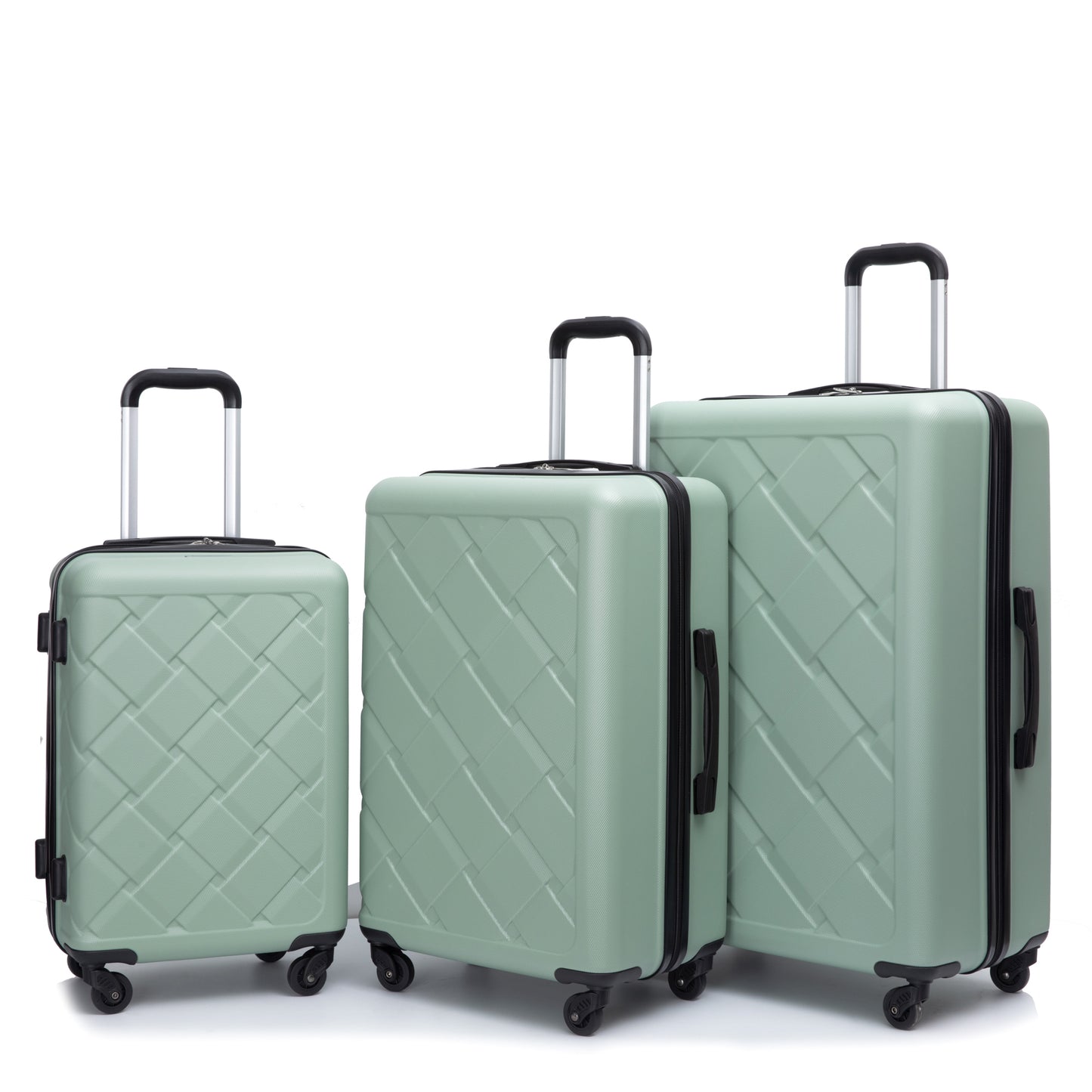 Hardshell Suitcase with Spinner Wheels ABS Luggage Sets Lightweight Durable Suitcase,8-Piece Set (20/24/28+portable handbag + 4 pieces storage bag set) , GREEN