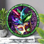 Venetian Mask Hanging Ornament displayed on marble surface, a striking UV printed wall art piece for modern home decor.