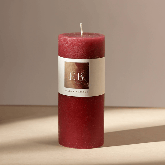 MLNshops Rustic Pillar Candle - Deep Red Home Decor Default