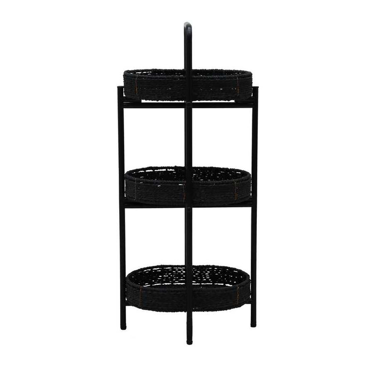 Modern 3-Tier Handwoven Side Table with Oval Organizer