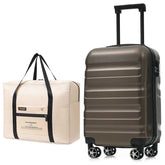 Hardshell ABS Carry-On Luggage with Spinner Wheels, Lightweight Travel Suitcase Set with Foldable Duffel Bag for Men & Women, 20Inch