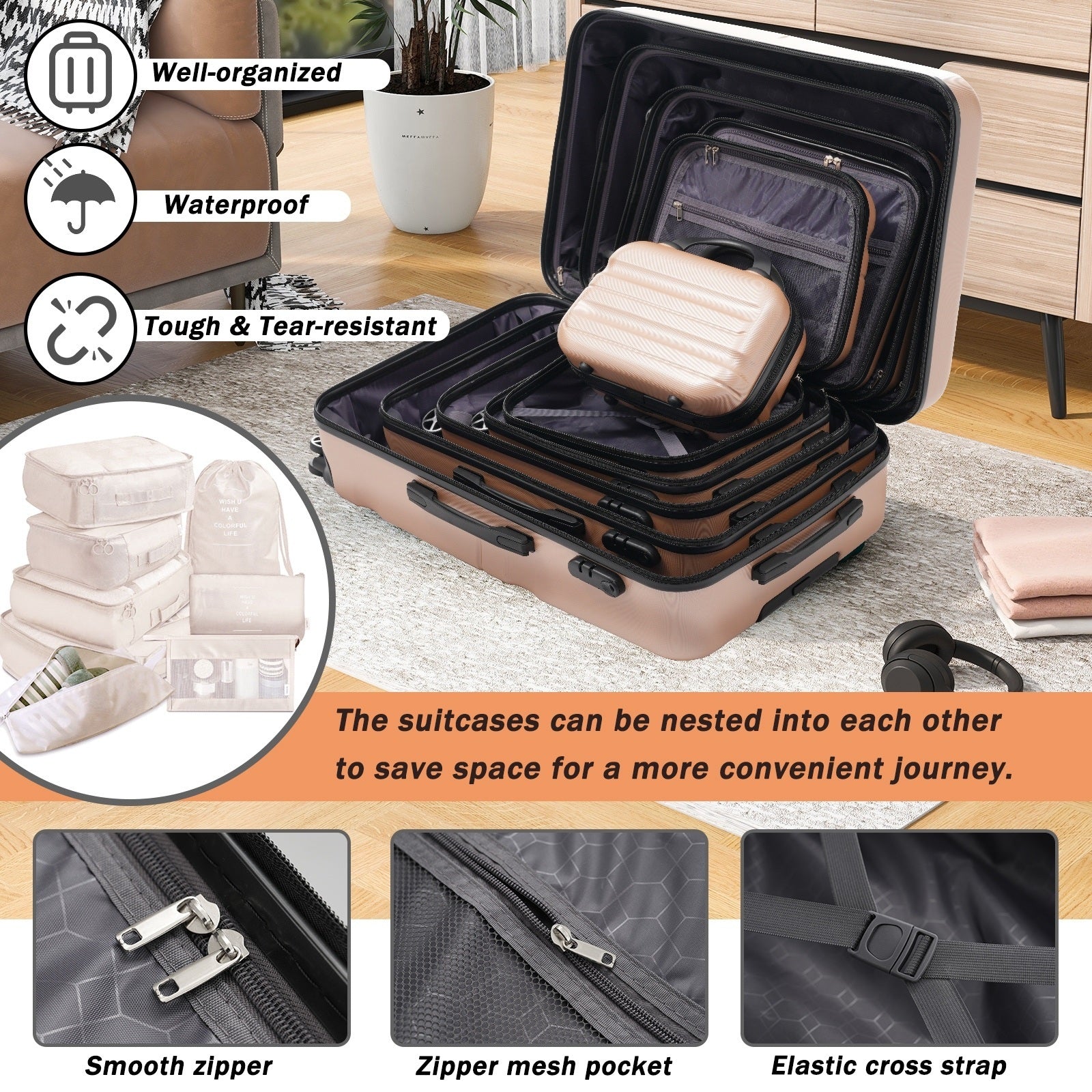 Hardshell ABS Luggage Set - Lightweight & Durable Suitcases with Dual Spinner Wheels, Carry-On & Check-In Sizes for Travel & Business