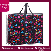 Storage bag with colorful heart pattern on a white background