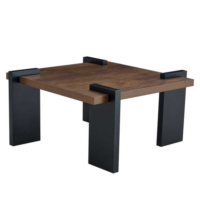 Modern Walnut Coffee Table - MDF Style with black legs, showcasing minimalist square design for contemporary living rooms.