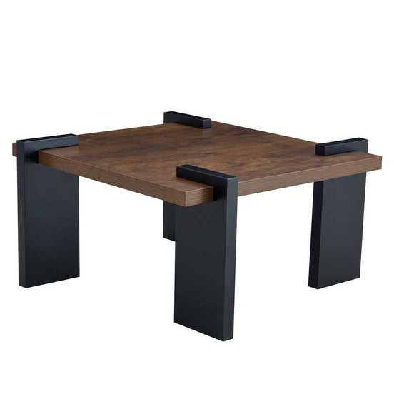 Modern Walnut Coffee Table - MDF Style with black legs, showcasing minimalist square design for contemporary living rooms.
