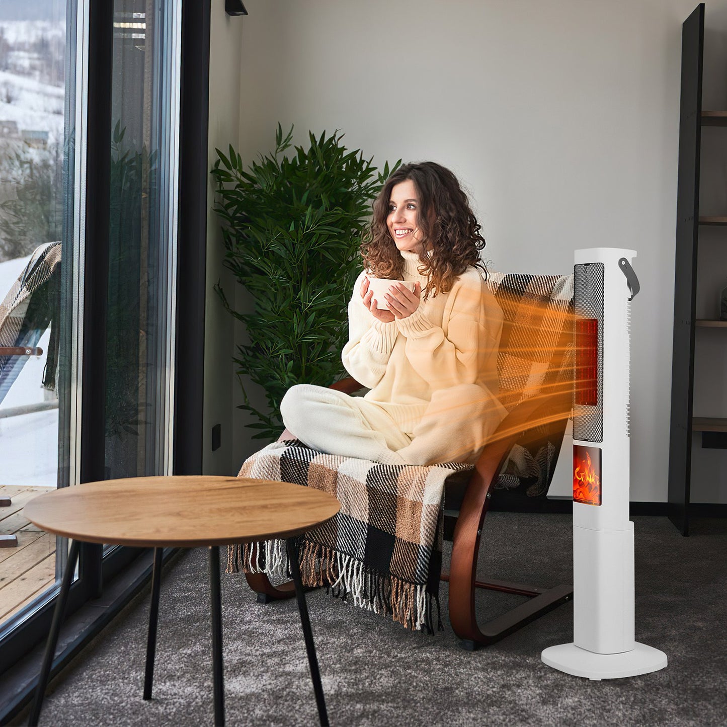 Fast Heating Oscillating Space Heater - 120° Wide Angle 30% Faster Warmth, 3D Flame, 5 Timer & Remote Control, Safe Quiet Heater for Bedroom Office