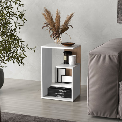 Everet 25' High 3-Tier Side Table Black White - Natural Oak